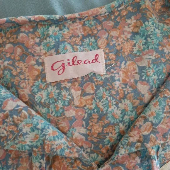 Vtg 70s Sky Blue Floral Yoke Ruffle Prairie Dress, Small - Picture 10 of 10